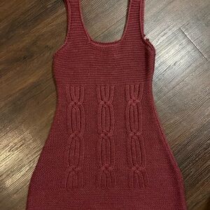 Burgundy Knit Mini Dress